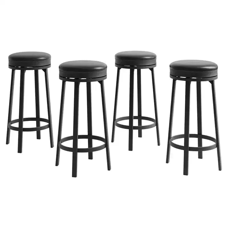 Tabouret de bar pivotant sans dossier de 76 cm avec repose-pieds, revêtement en cuir PU et cadre en métal pour îlot de cuisine
