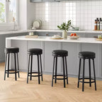 Tabouret de bar pivotant sans dossier de 76 cm avec repose-pieds, revêtement en cuir PU et cadre en métal pour îlot de cuisine
