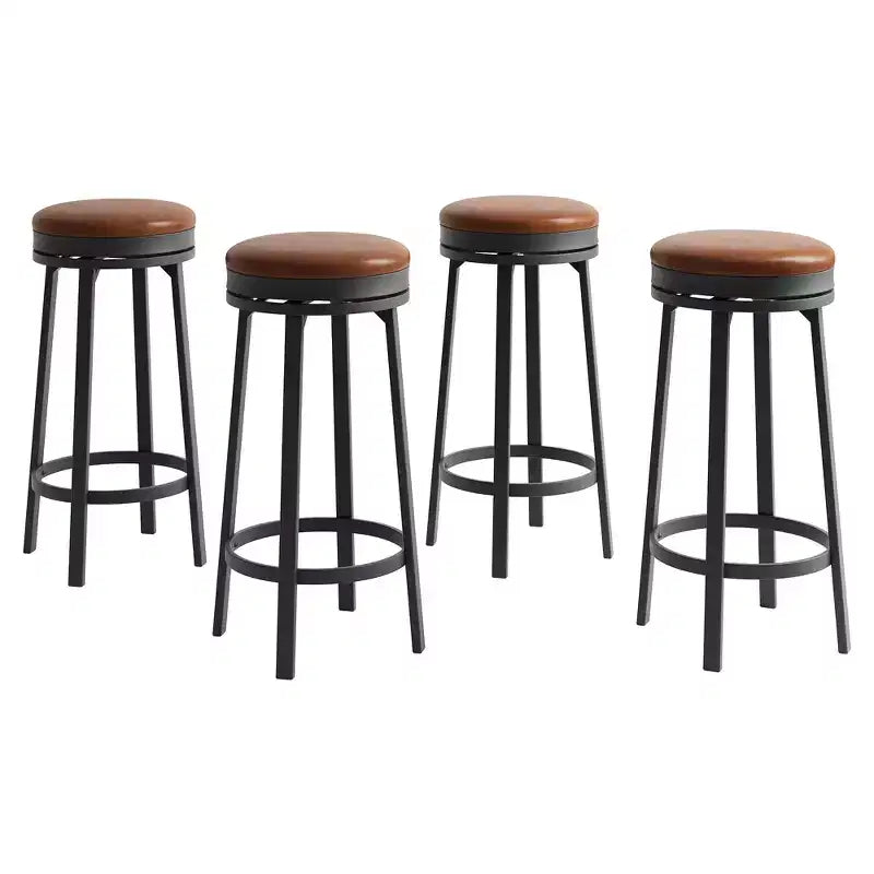 Tabouret de bar pivotant sans dossier de 76 cm avec repose-pieds, revêtement en cuir PU et cadre en métal pour îlot de cuisine