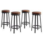 Tabouret de bar pivotant sans dossier de 76 cm avec repose-pieds, revêtement en cuir PU et cadre en métal pour îlot de cuisine