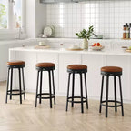 Tabouret de bar pivotant sans dossier de 76 cm avec repose-pieds, revêtement en cuir PU et cadre en métal pour îlot de cuisine