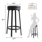 Tabouret de bar pivotant sans dossier de 76 cm avec repose-pieds, revêtement en cuir PU et cadre en métal pour îlot de cuisine