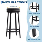 Tabouret de bar pivotant sans dossier de 76 cm avec repose-pieds, revêtement en cuir PU et cadre en métal pour îlot de cuisine