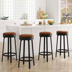 Tabouret de bar pivotant sans dossier de 76 cm avec repose-pieds, revêtement en cuir PU et cadre en métal pour îlot de cuisine