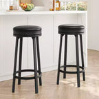 Tabouret de bar pivotant sans dossier de 76 cm avec repose-pieds, revêtement en cuir PU et cadre en métal pour îlot de cuisine