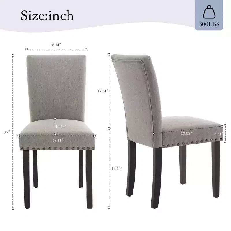 Lot de 2 chaises de salle à manger, ensemble de chaises de salle à manger rembourrées avec clous décoratifs/pieds en bois et coussins. Chaises de salon modernes