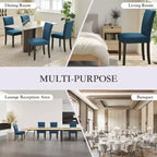Lot de 2 chaises de salle à manger, ensemble de chaises de salle à manger rembourrées avec clous décoratifs/pieds en bois et coussins. Chaises de salon modernes