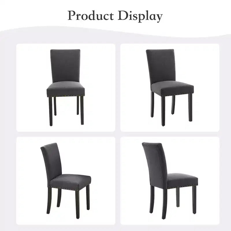 Lot de 2 chaises de salle à manger, ensemble de chaises de salle à manger rembourrées avec clous décoratifs/pieds en bois et coussins. Chaises de salon modernes