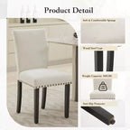 Lot de 2 chaises de salle à manger, ensemble de chaises de salle à manger rembourrées avec clous décoratifs/pieds en bois et coussins. Chaises de salon modernes