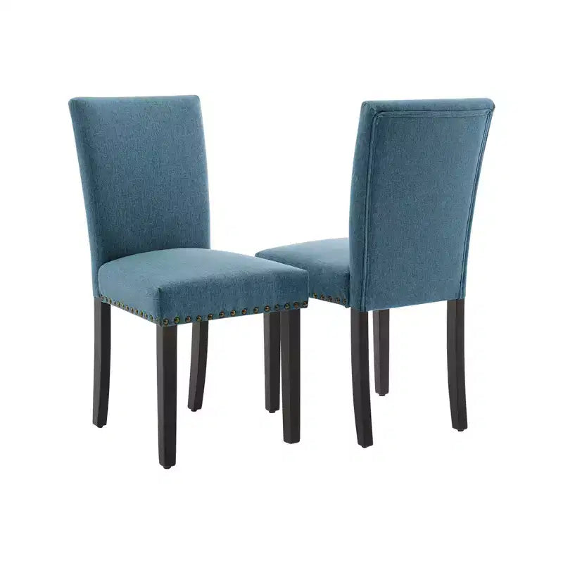 Lot de 2 chaises de salle à manger, ensemble de chaises de salle à manger rembourrées avec clous décoratifs/pieds en bois et coussins. Chaises de salon modernes