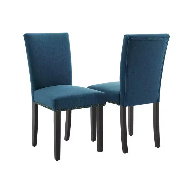 Lot de 2 chaises de salle à manger, ensemble de chaises de salle à manger rembourrées avec clous décoratifs/pieds en bois et coussins. Chaises de salon modernes