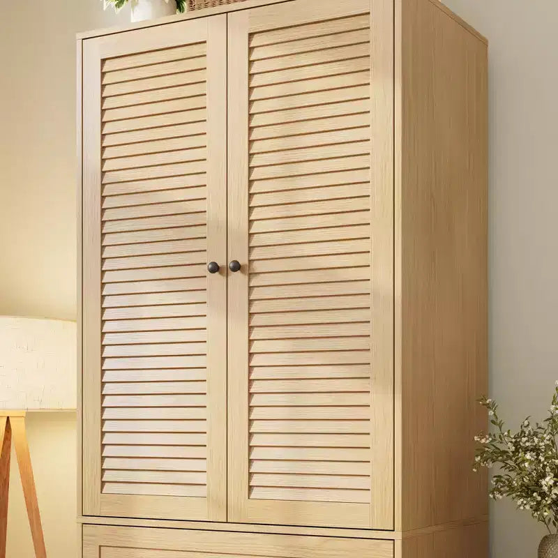 Armoire de rangement à 2 portes pour chambre à coucher, penderie, armoire de rangement en bois à 3 tiroirs, grande capacité de rangement