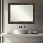 Amanti Art Odin Miroir Mural de Salle de Bain en Bois biseauté Petite Bronze Antique 28,75 x 22,75 po