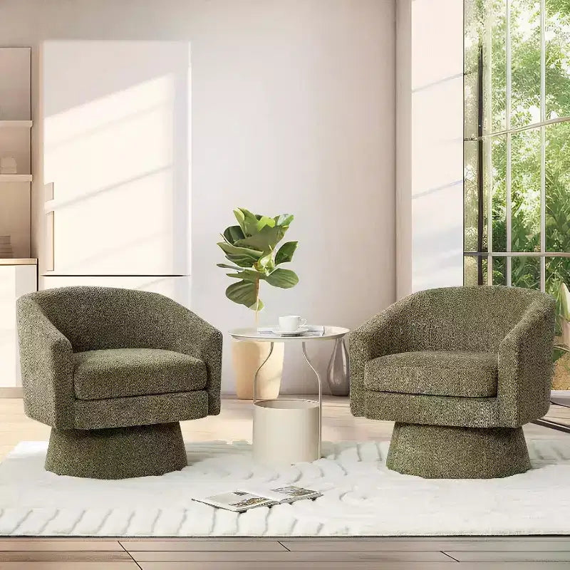 Fauteuil pivotant 360° Modern, en chenille douce et ronde, Fauteuil rond simple avec accoudoirs, pour salon