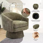 Fauteuil pivotant 360° Modern, en chenille douce et ronde, Fauteuil rond simple avec accoudoirs, pour salon