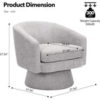 Fauteuil pivotant 360° Modern, en chenille douce et ronde, Fauteuil rond simple avec accoudoirs, pour salon