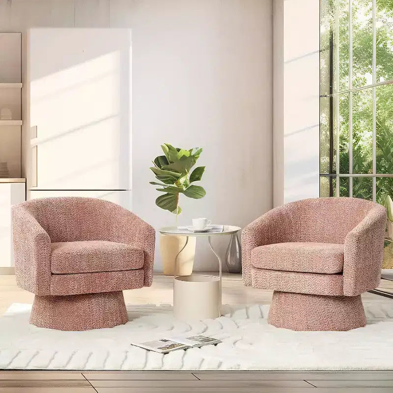 Fauteuil pivotant 360° Modern, en chenille douce et ronde, Fauteuil rond simple avec accoudoirs, pour salon