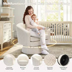 Fauteuil pivotant 360° Modern, en chenille douce et ronde, Fauteuil rond simple avec accoudoirs, pour salon