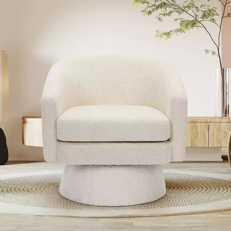 Fauteuil pivotant 360° Modern, en chenille douce et ronde, Fauteuil rond simple avec accoudoirs, pour salon
