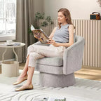 Fauteuil pivotant 360° Modern, en chenille douce et ronde, Fauteuil rond simple avec accoudoirs, pour salon