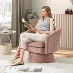 Fauteuil pivotant 360° Modern, en chenille douce et ronde, Fauteuil rond simple avec accoudoirs, pour salon