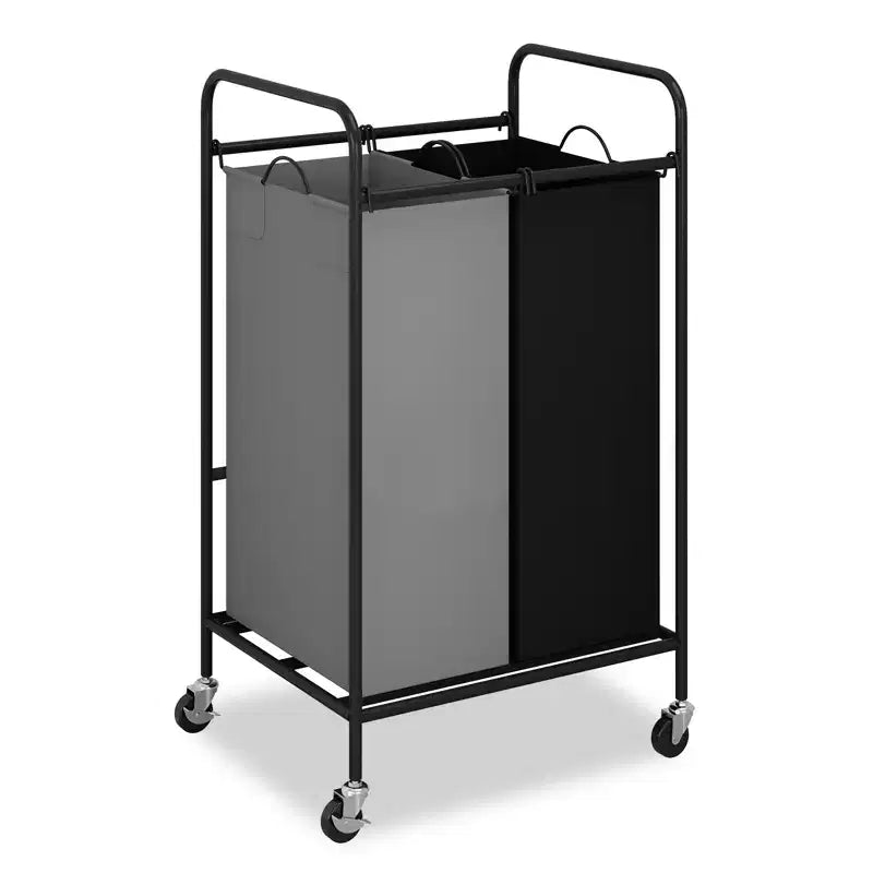 Panier à linge 2/3 compartiments, chariot de tri de linge robuste avec roulettes verrouillables et sacs amovibles 2/3x40L, organisateur de buanderie séparé