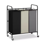 Panier à linge 2/3 compartiments, chariot de tri de linge robuste avec roulettes verrouillables et sacs amovibles 2/3x40L, organisateur de buanderie séparé
