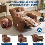 Fauteuil inclinable à bascule de 21,4 pouces de large, fonction massage et chaleur, tissu respirant ergonomique avec 2 poches latérales et télécommande pour salon/chambre à coucher