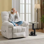 Fauteuil inclinable à bascule de 21,4 pouces de large, fonction massage et chaleur, tissu respirant ergonomique avec 2 poches latérales et télécommande pour salon/chambre à coucher