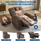 Fauteuil inclinable à bascule de 21,4 pouces de large, fonction massage et chaleur, tissu respirant ergonomique avec 2 poches latérales et télécommande pour salon/chambre à coucher