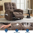 Fauteuil inclinable à bascule de 21,4 pouces de large, fonction massage et chaleur, tissu respirant ergonomique avec 2 poches latérales et télécommande pour salon/chambre à coucher