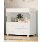 Baby Changing Table Dresser with 5 Drawers, Modern Nursery Dresser with an Open Storage Space, Diaper Changing Station for Bedroom, Baby Room