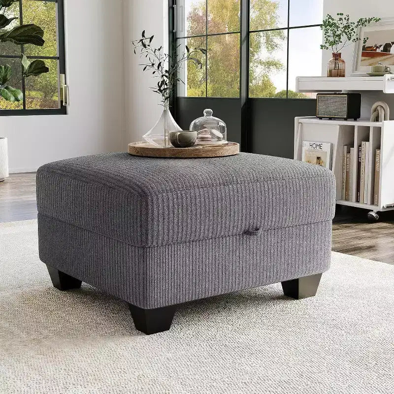 Grand canapé sectionnel en U avec ottomane, canapé modulable convertible avec repose-pieds et 7 places pour salon, bureau - Gris