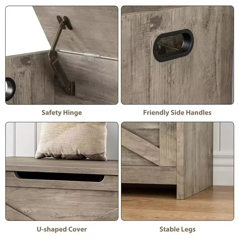 Banc de rangement coffre à jouets de 76 cm avec charnières de sécurité, idéal pour l'entrée, le salon ou la chambre