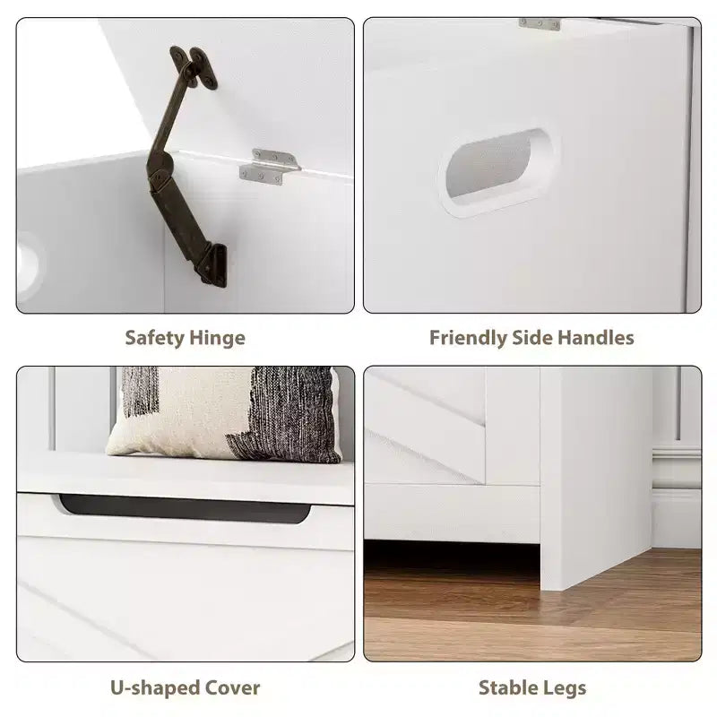 Banc de rangement coffre à jouets de 76 cm avec charnières de sécurité, idéal pour l'entrée, le salon ou la chambre