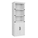 Bibliothèque à 5 étagères de 174,5 cm de hauteur avec armoire de rangement, étagère en bois avec portes, vitrine pour salon, chambre, bureau, gris