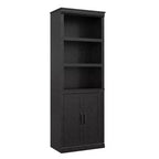 Bibliothèque à 5 étagères de 174,5 cm de hauteur avec armoire de rangement, étagère en bois avec portes, vitrine pour salon, chambre, bureau, gris