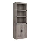 Bibliothèque à 5 étagères de 174,5 cm de hauteur avec armoire de rangement, étagère en bois avec portes, vitrine pour salon, chambre, bureau, gris