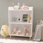 Étagère 2 en 1 pour enfants, étagère à livres avec rangement pour jouets, unité de rangement pour bébés et jeunes enfants, blanc
