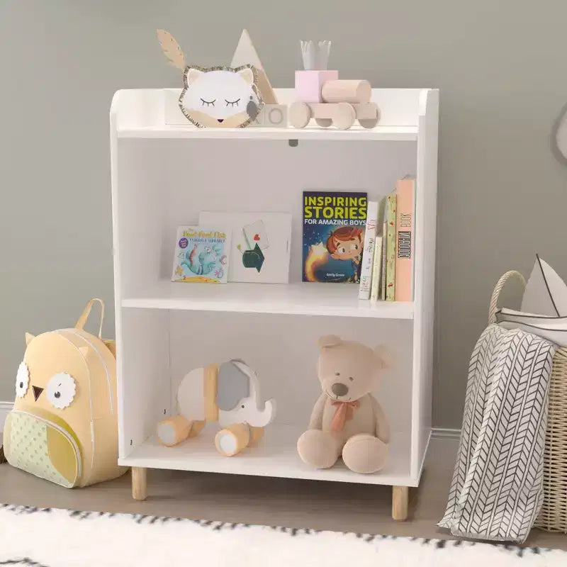 Étagère 2 en 1 pour enfants, étagère à livres avec rangement pour jouets, unité de rangement pour bébés et jeunes enfants, blanc