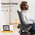 Captiva Designs Chaise de bureau ergonomique réglable en hauteur et accoudoirs pivotants, Noir
