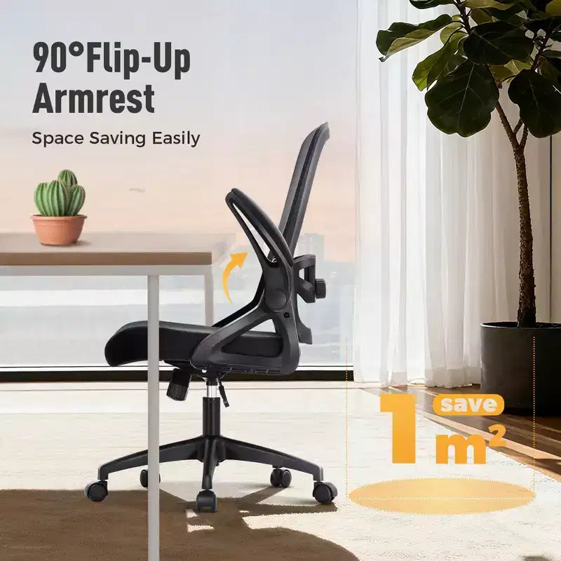 Captiva Designs Chaise de bureau ergonomique réglable en hauteur et accoudoirs pivotants, Noir
