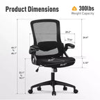Captiva Designs Chaise de bureau ergonomique réglable en hauteur et accoudoirs pivotants, Noir