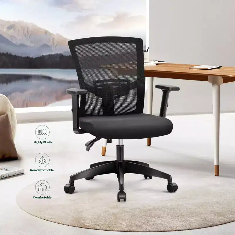 Captiva Designs Chaise de bureau ergonomique réglable en hauteur et accoudoirs pivotants, Noir