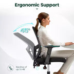Captiva Designs Chaise de bureau ergonomique réglable en hauteur et accoudoirs pivotants, Noir