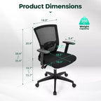 Captiva Designs Chaise de bureau ergonomique réglable en hauteur et accoudoirs pivotants, Noir