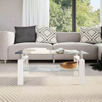 Coffee Table White and Transparent Tempered Glass, Melamine