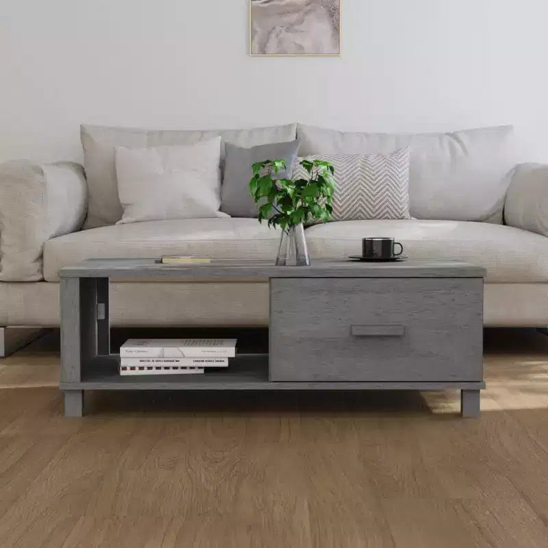 Table basse Gris foncé Pin massif, MDF 100 x 55 x 35 cm