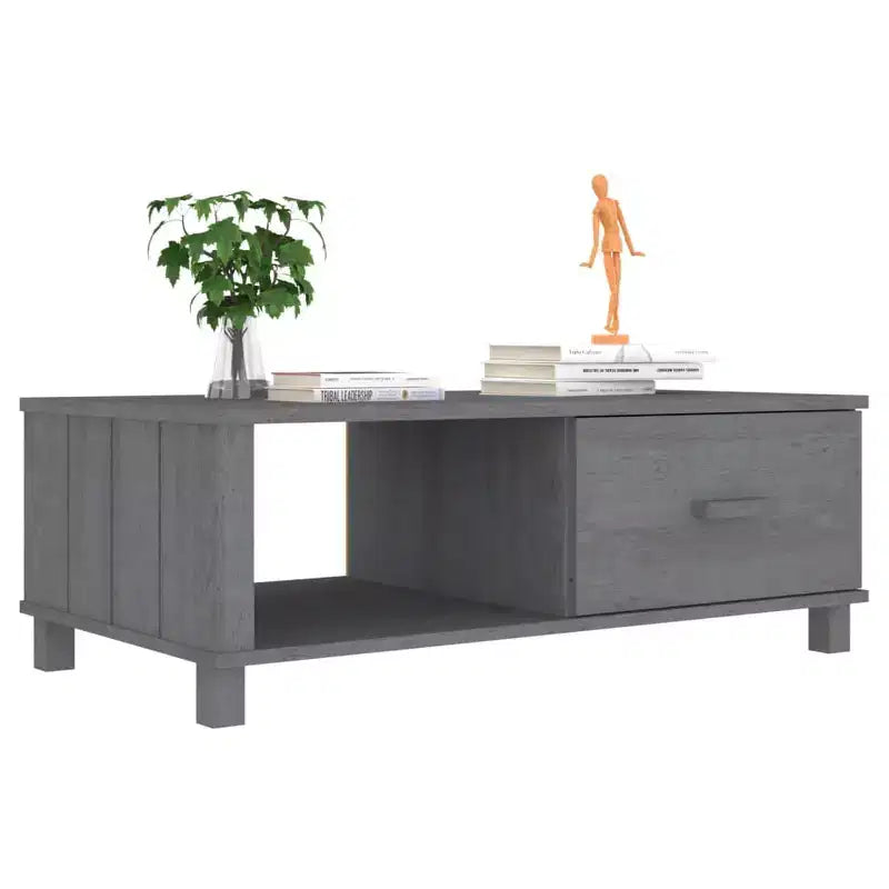 Table basse Gris foncé Pin massif, MDF 100 x 55 x 35 cm