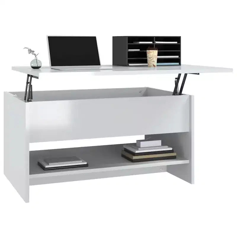 Table basse Bois d'ingénierie blanc brillant 80 x 50 x 40 cm